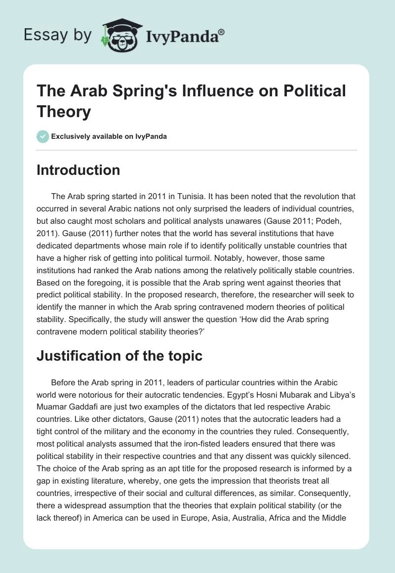 The Arab Spring's Influence on Political Theory. Page 1