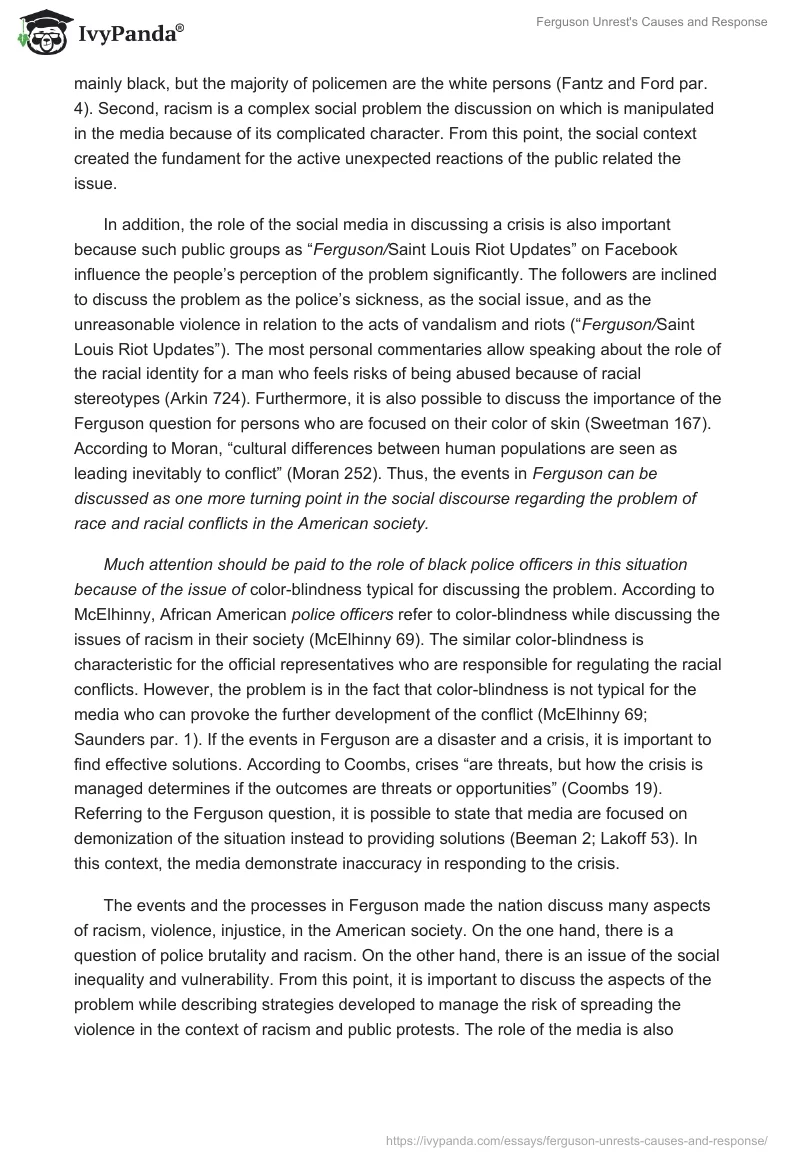Ferguson Unrest's Causes and Response. Page 3