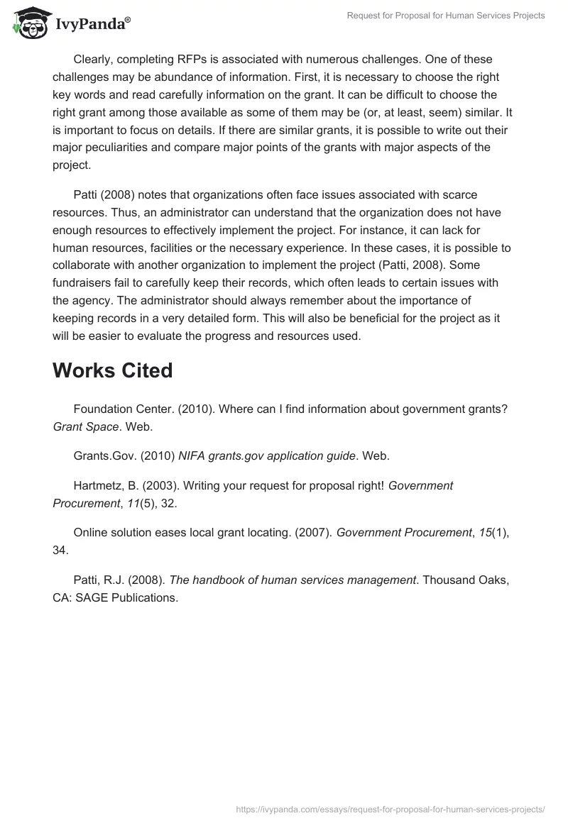 Request for Proposal for Human Services Projects. Page 2