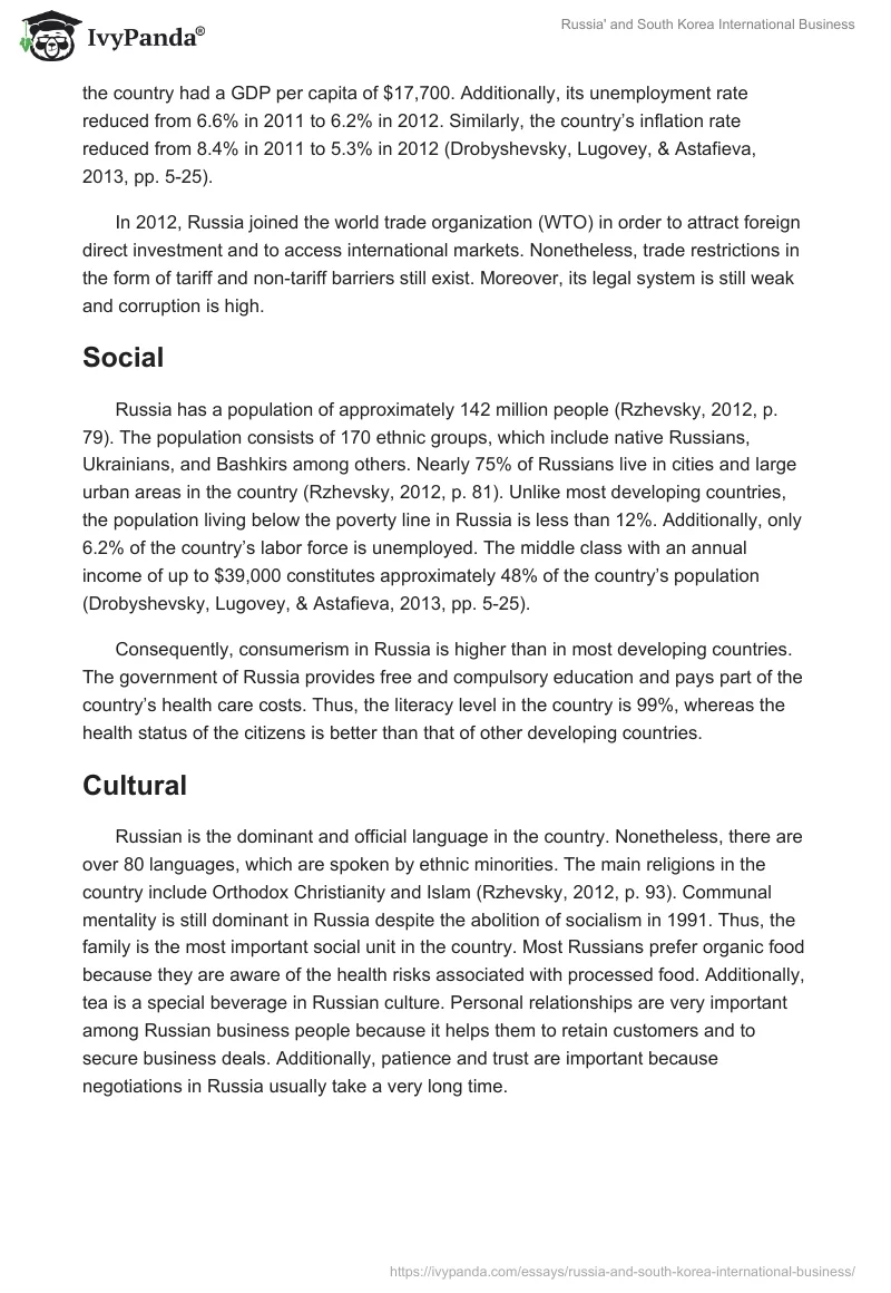 Russia' and South Korea International Business. Page 2