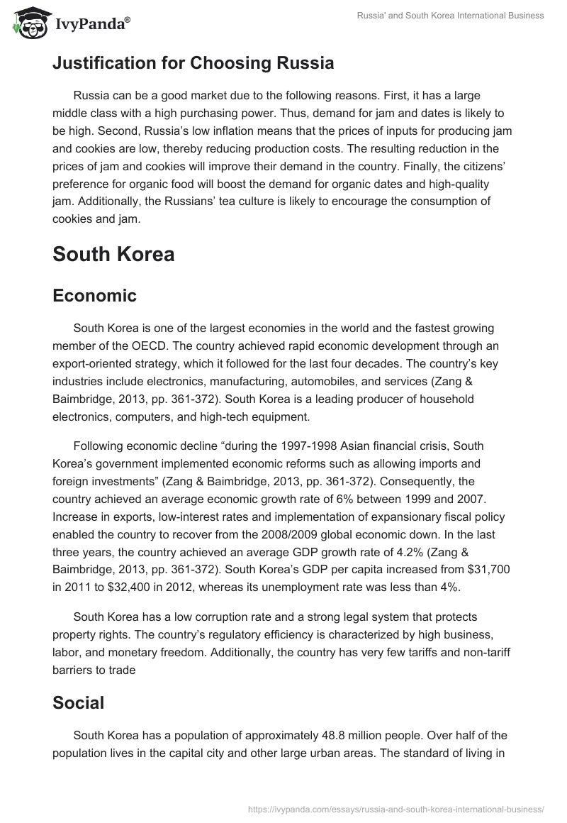 Russia' and South Korea International Business. Page 3