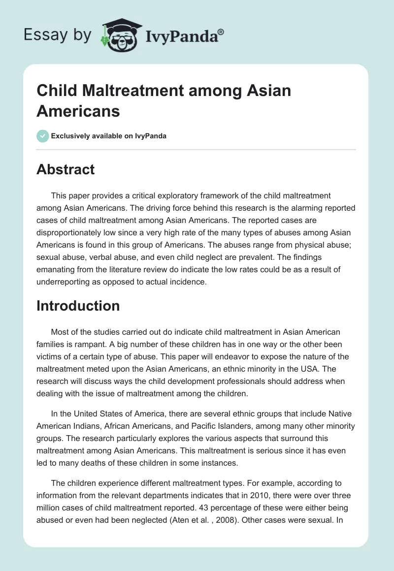 Child Maltreatment among Asian Americans. Page 1