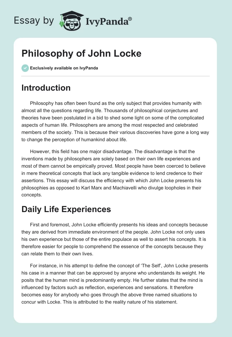 Philosophy of John Locke. Page 1