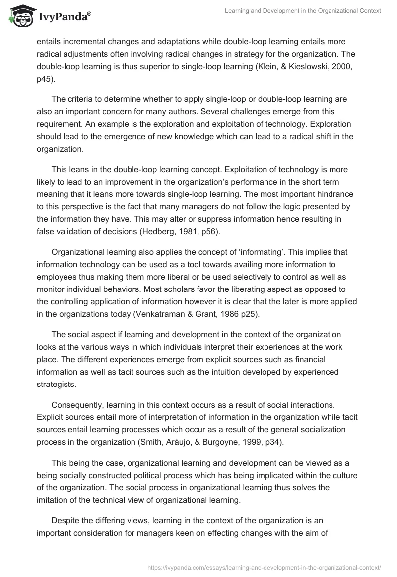 Learning and Development in the Organizational Context. Page 2