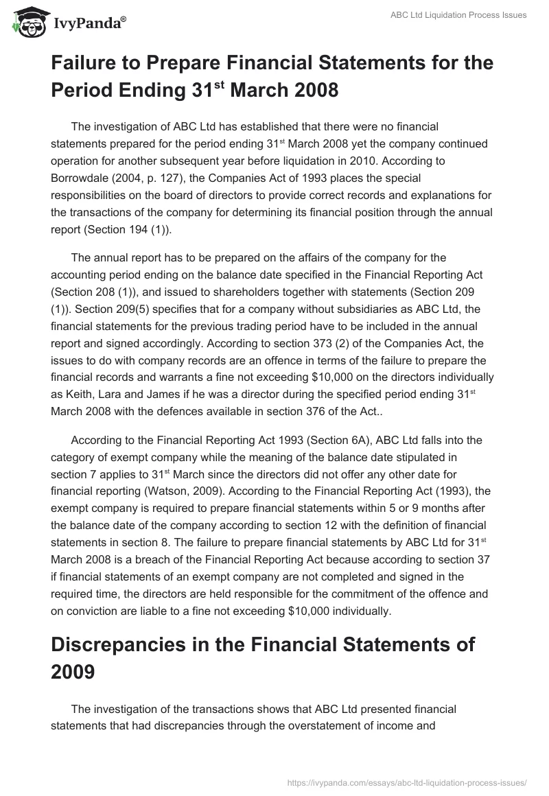 ABC Ltd Liquidation Process Issues. Page 2