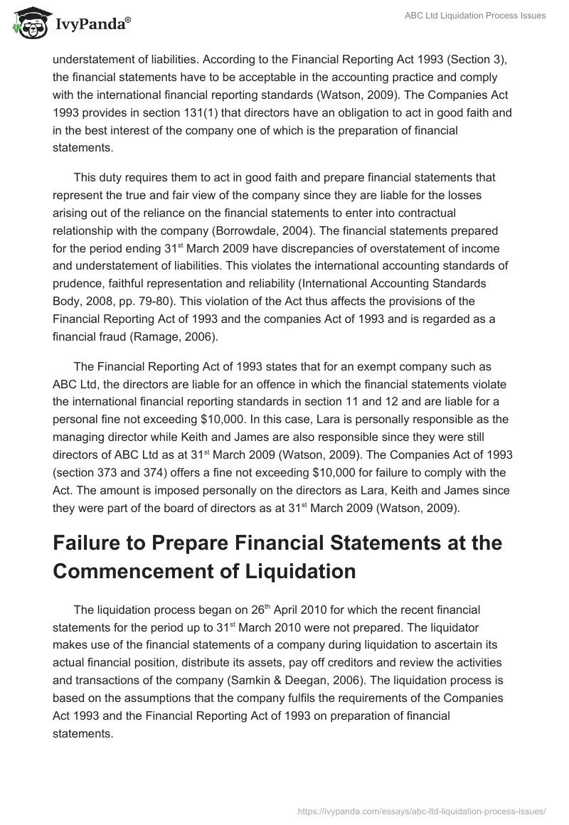 ABC Ltd Liquidation Process Issues. Page 3