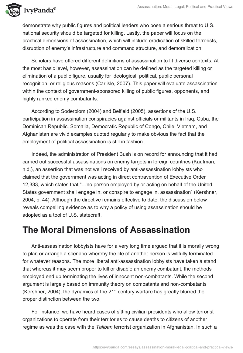 Assassination: Moral, Legal, Political and Practical Views. Page 2