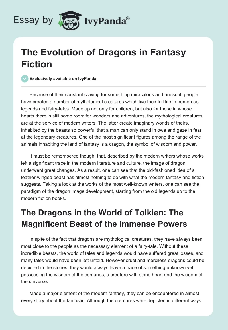 The Evolution of Dragons in Fantasy Fiction. Page 1