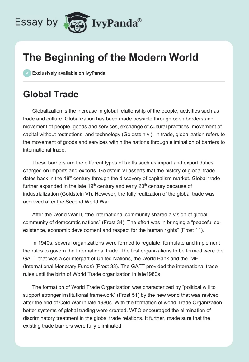 The Beginning of the Modern World. Page 1