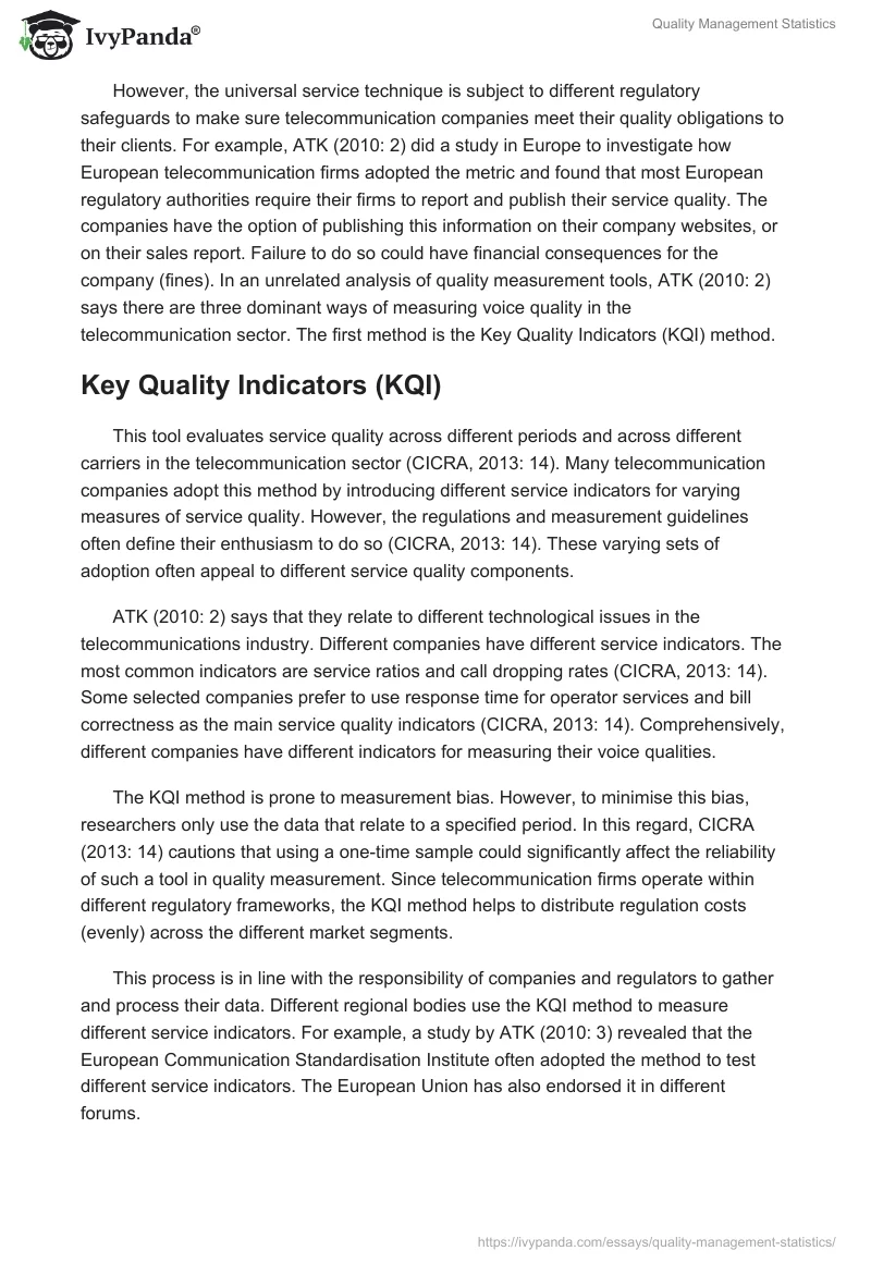 Quality Management Statistics. Page 5