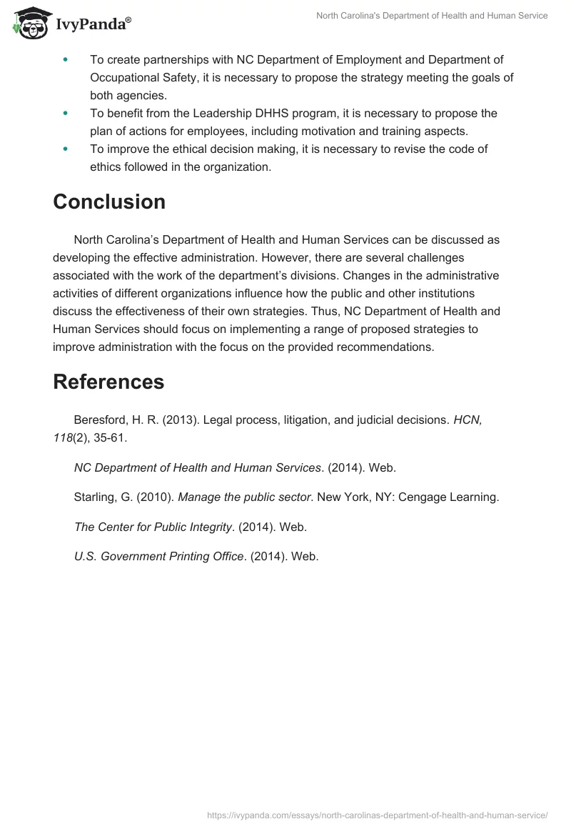 North Carolina's Department of Health and Human Service. Page 4