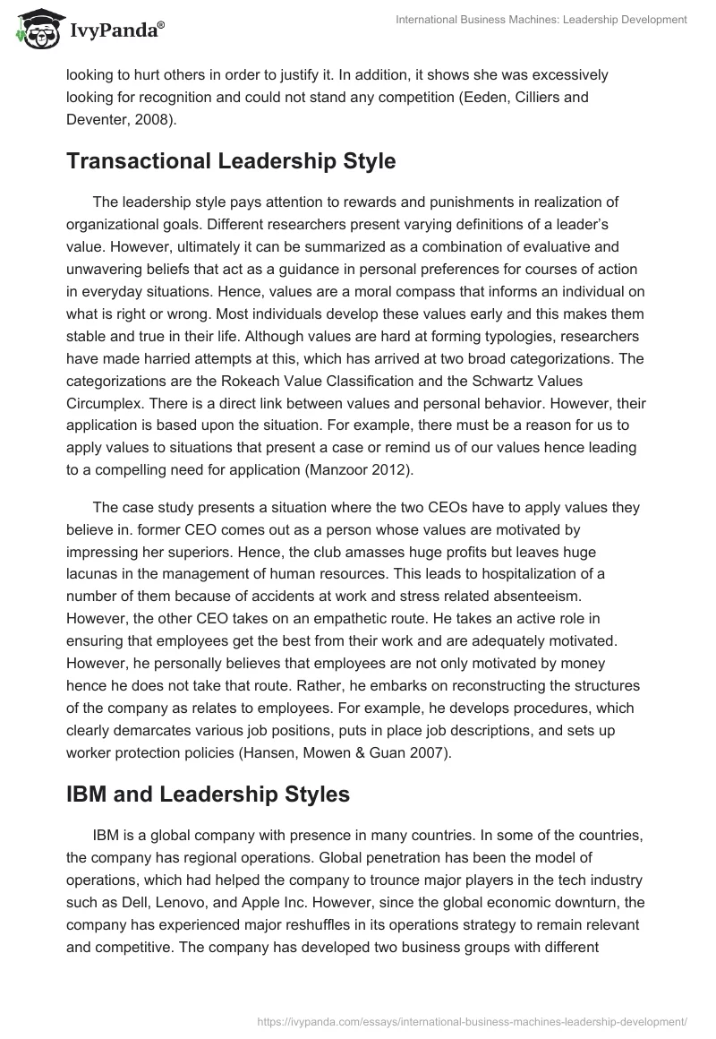 International Business Machines: Leadership Development. Page 5