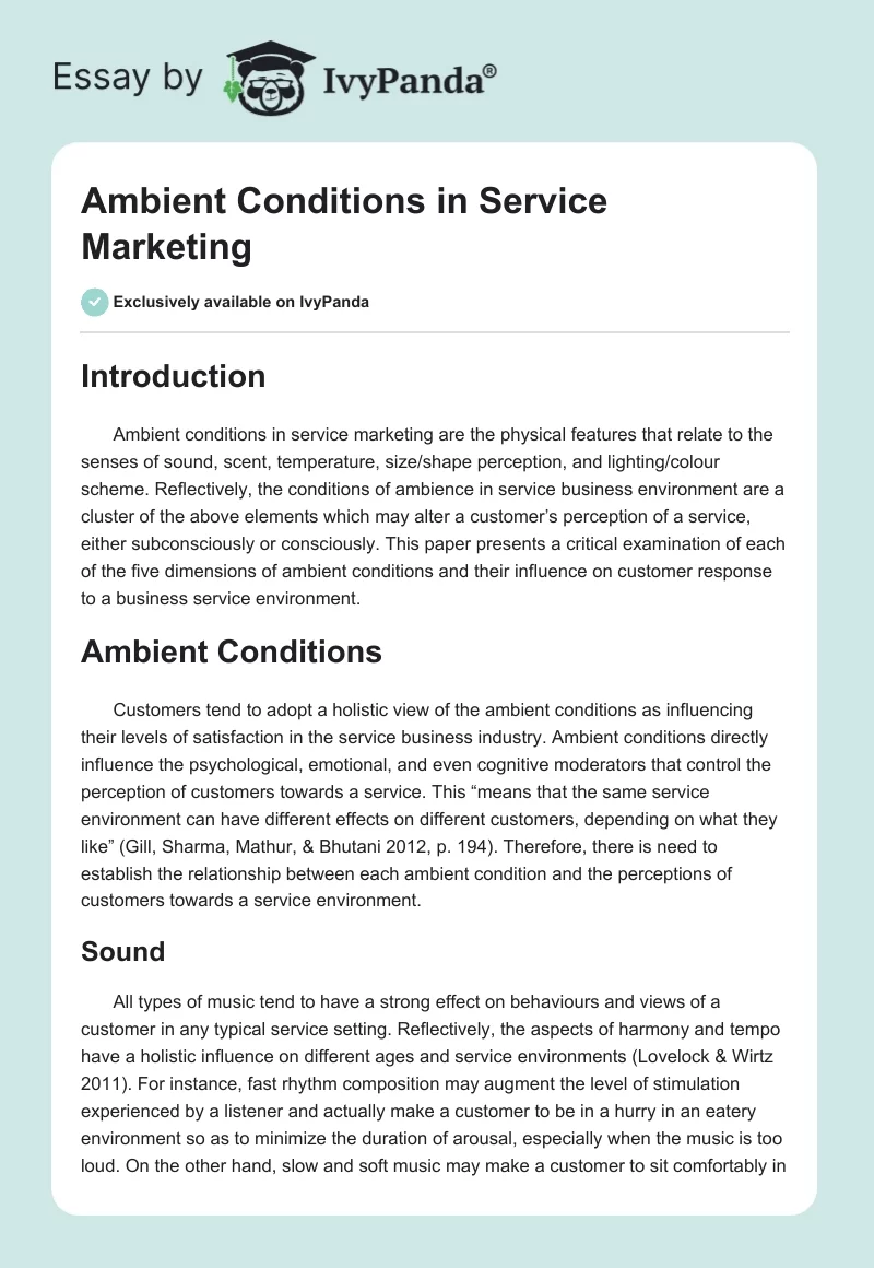 Ambient Conditions in Service Marketing. Page 1