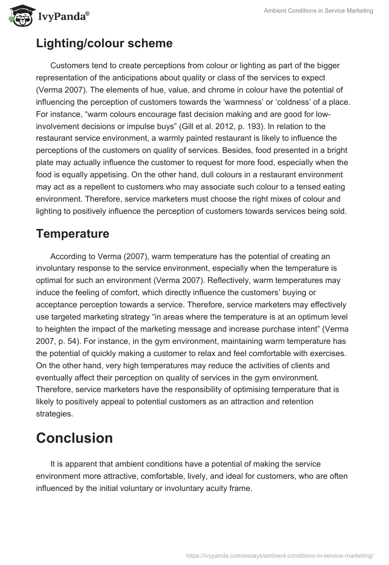 Ambient Conditions in Service Marketing. Page 3