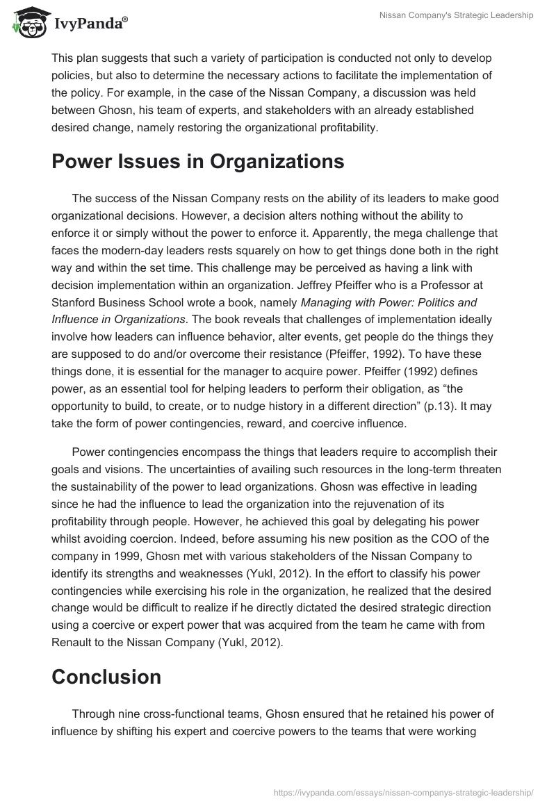 Nissan Company's Strategic Leadership. Page 4