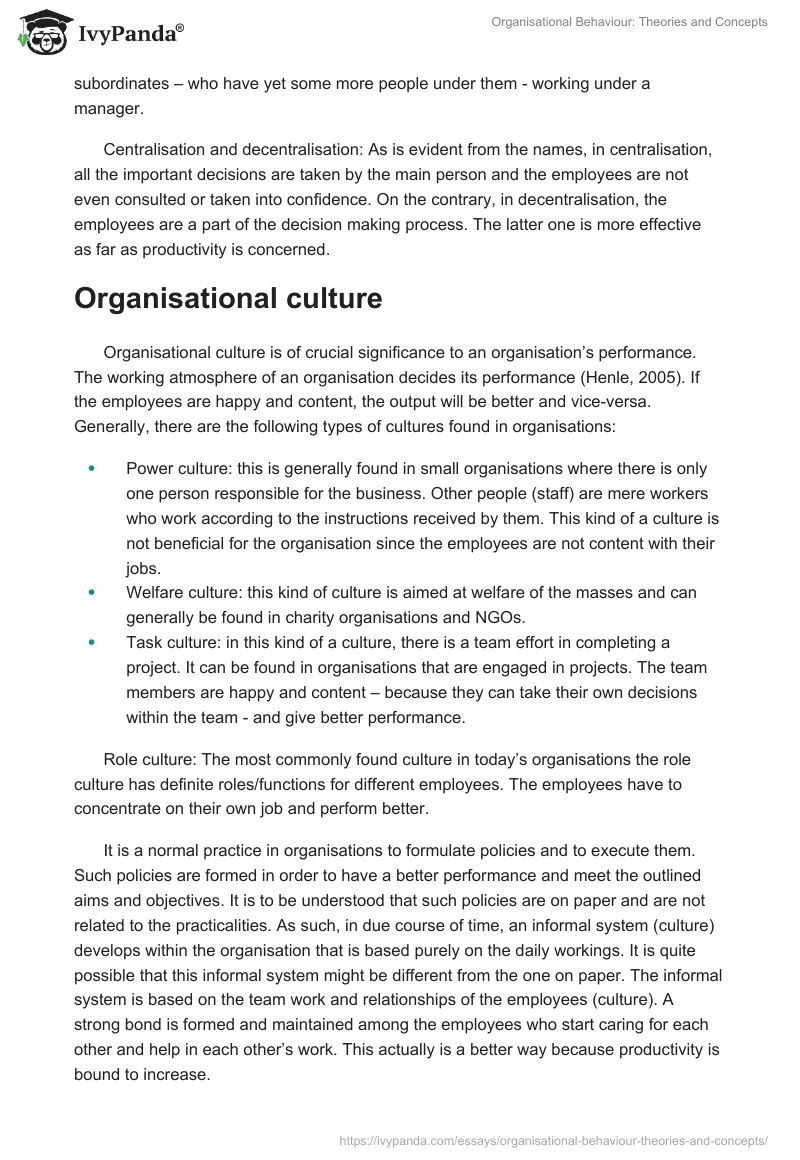 Organisational Behaviour: Theories and Concepts. Page 3