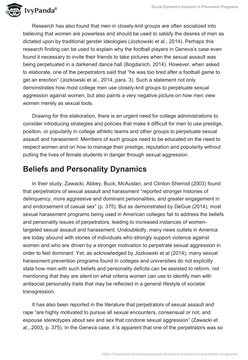 Social Dynamics Inclusion in Prevention Programs. Page 3
