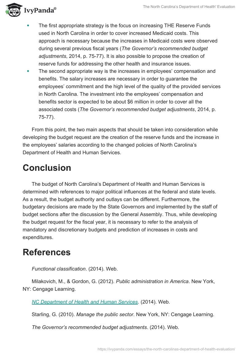 The North Carolina’s Department of Health' Evaluation. Page 4