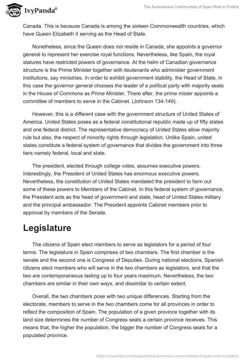 The Autonomous Communities of Spain Role in Politics. Page 3