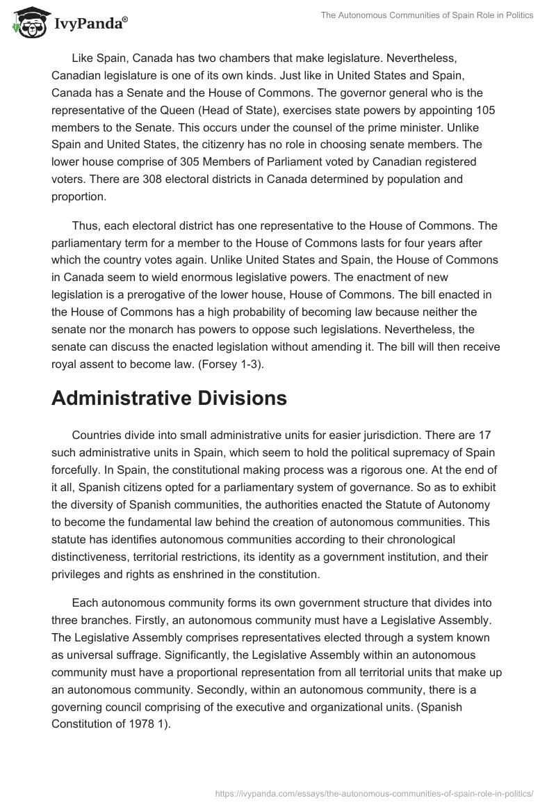 The Autonomous Communities of Spain Role in Politics. Page 5