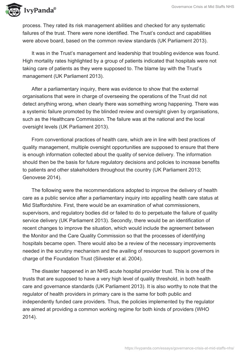 Governance Crisis at Mid Staffs NHS. Page 2