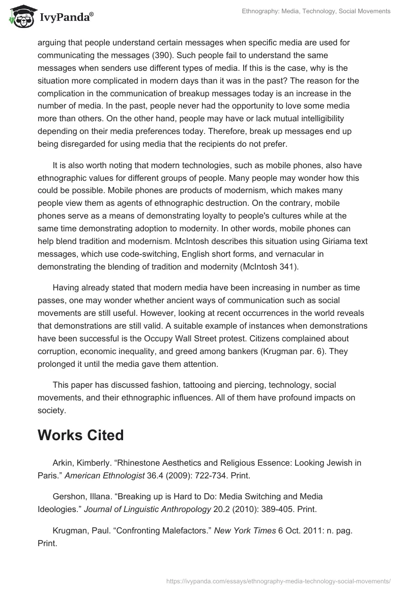 Ethnography: Media, Technology, Social Movements. Page 2