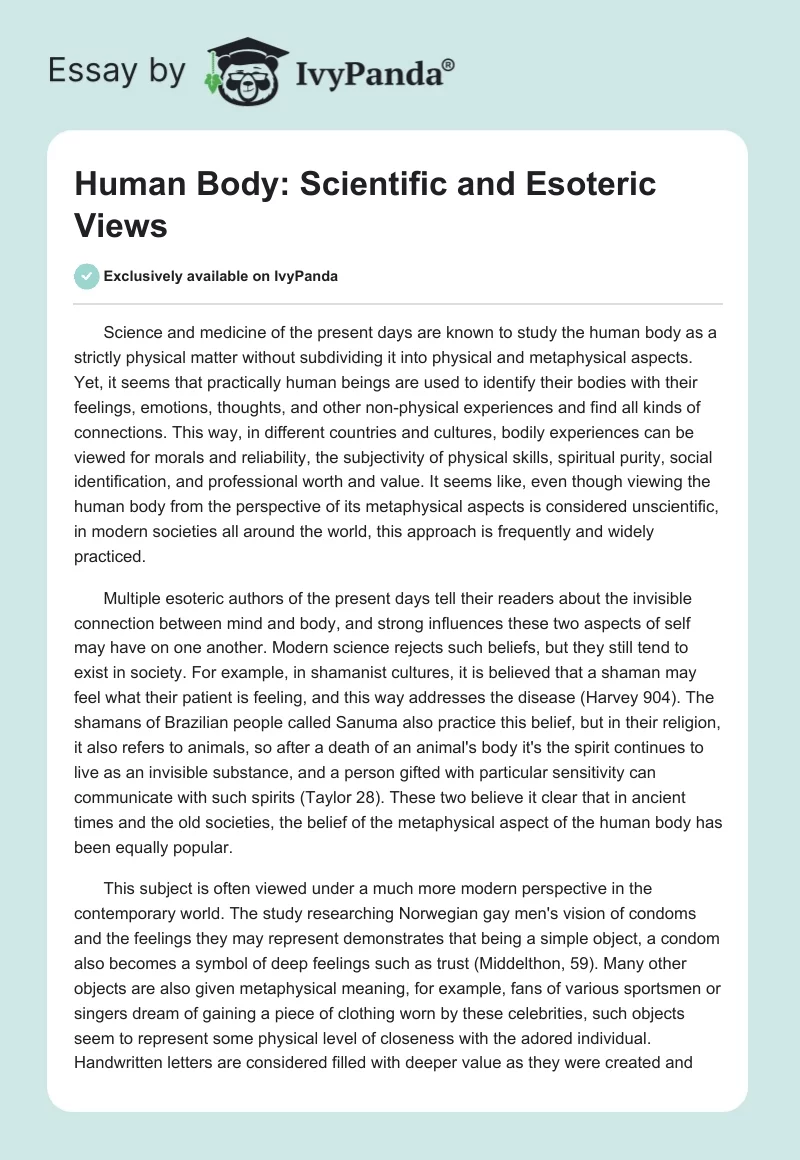 Human Body: Scientific and Esoteric Views. Page 1