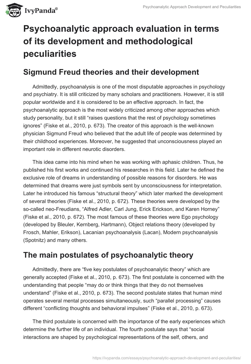 Psychoanalytic Approach Development and Peculiarities. Page 2