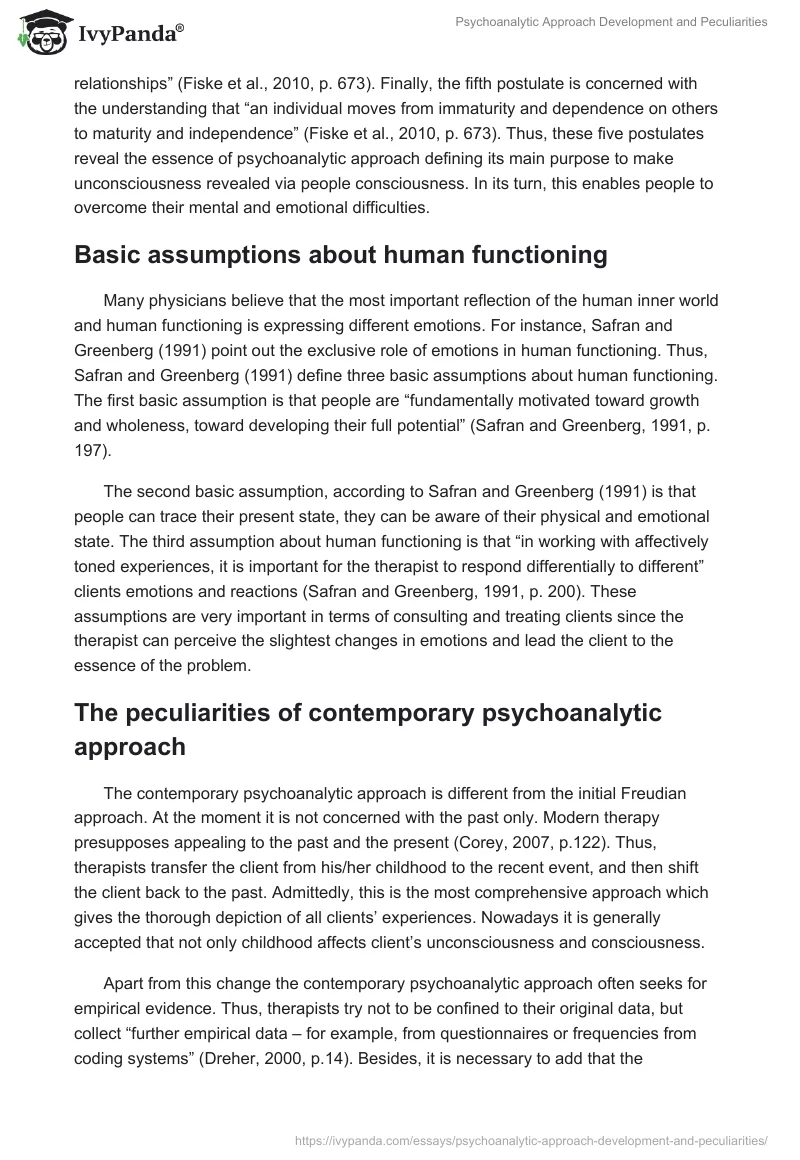 Psychoanalytic Approach Development and Peculiarities. Page 3