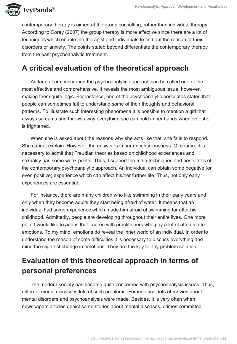 Psychoanalytic Approach Development and Peculiarities. Page 4