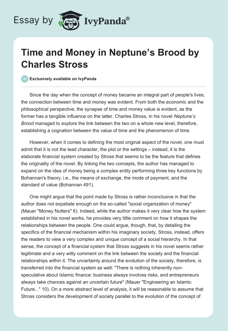 Time and Money in "Neptune’s Brood" by Charles Stross. Page 1
