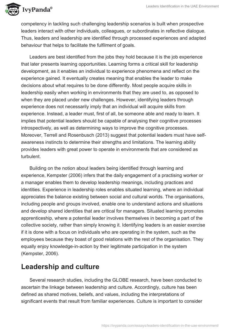 Leaders Identification in the UAE Environment. Page 3