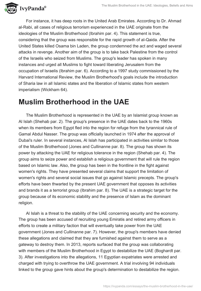 The Muslim Brotherhood in the UAE: Ideologies, Beliefs and Aims. Page 2