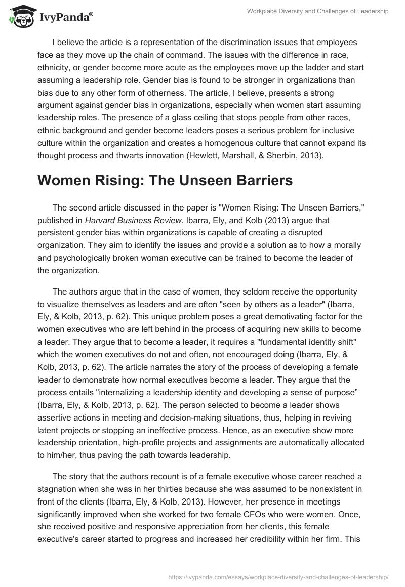 Workplace Diversity and Challenges of Leadership. Page 3