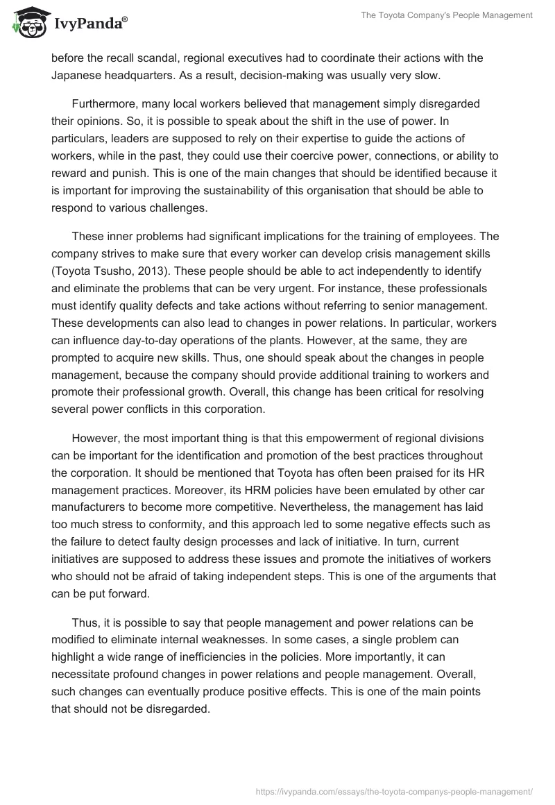 The Toyota Company's People Management. Page 3