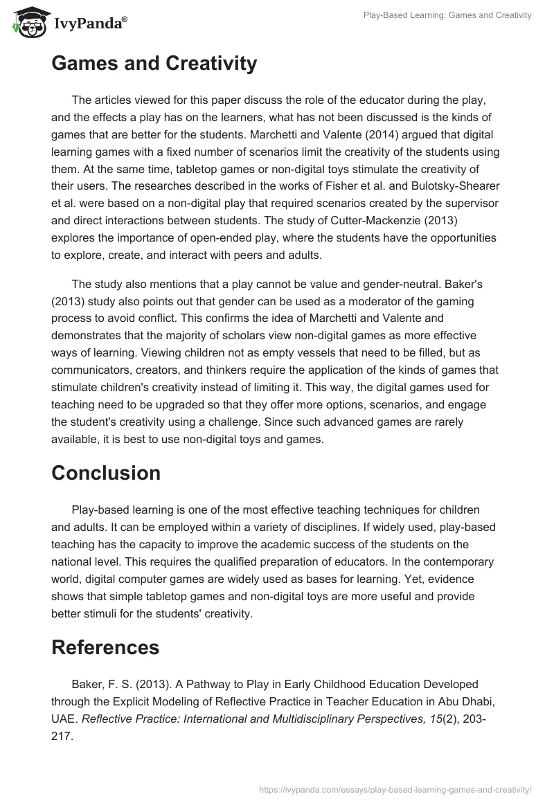 Play-Based Learning: Games and Creativity. Page 3