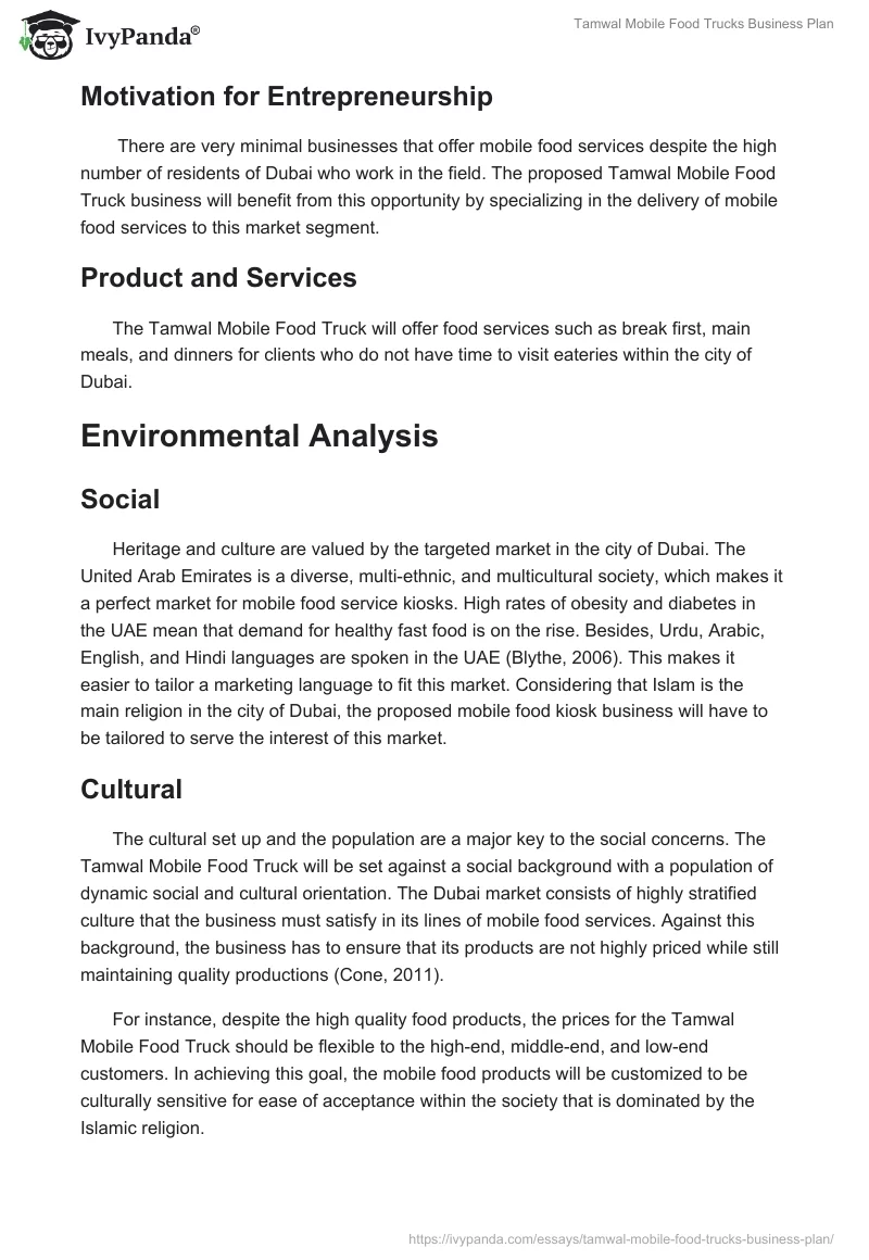 Tamwal Mobile Food Trucks Business Plan. Page 2