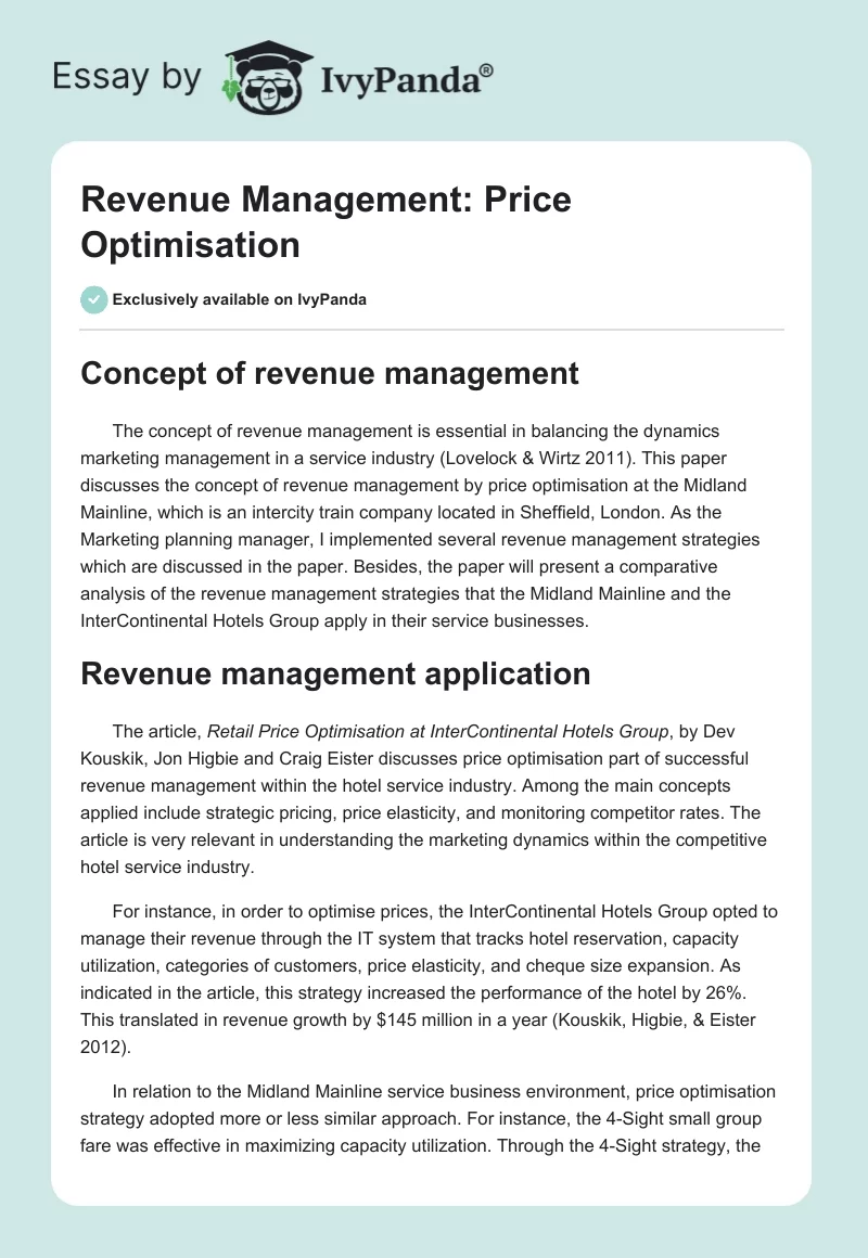 Revenue Management: Price Optimisation. Page 1