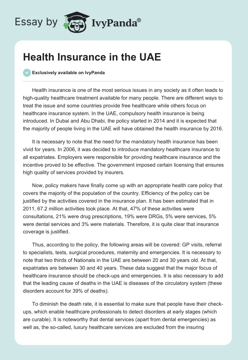 Health Insurance in the UAE. Page 1