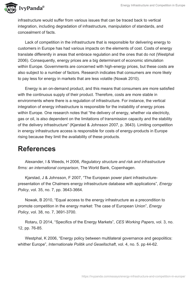 Energy Infrastructure and Competition in Europe. Page 2