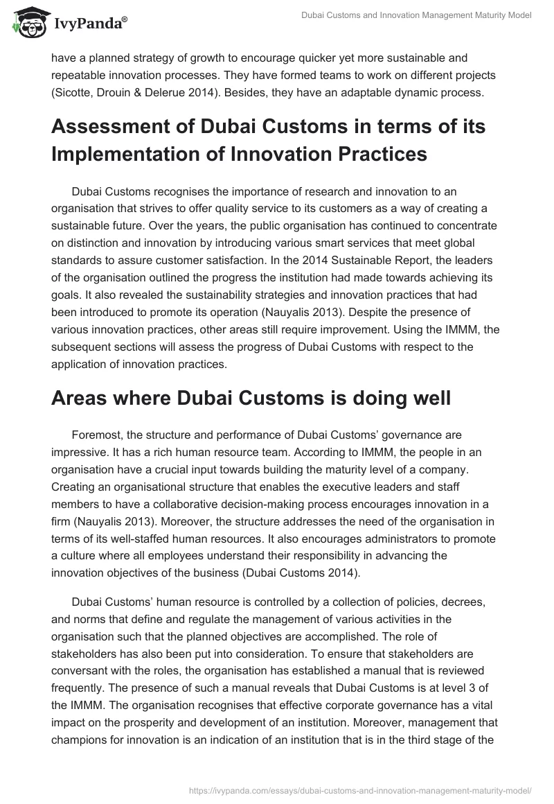 Dubai Customs and Innovation Management Maturity Model. Page 5
