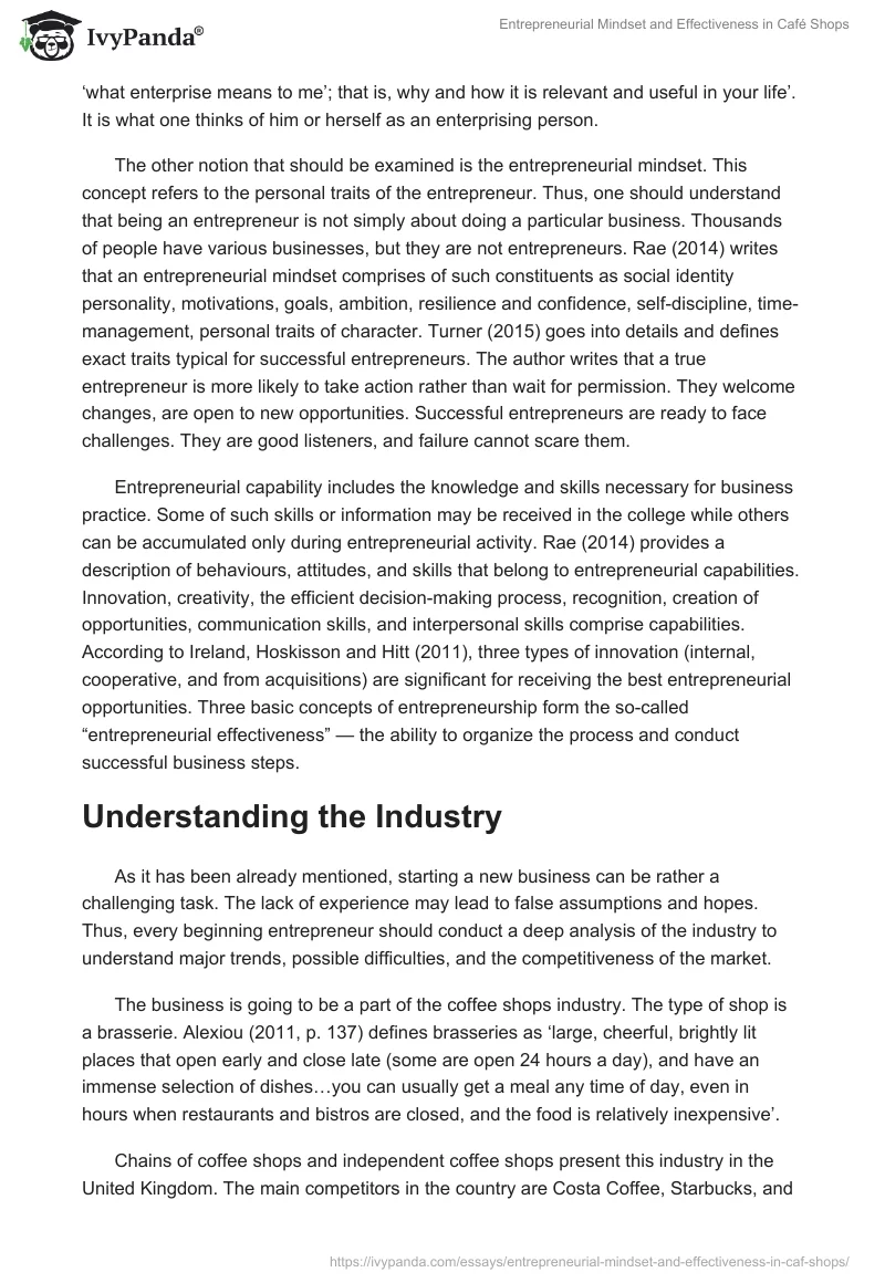 Entrepreneurial Mindset and Effectiveness in Café Shops. Page 2