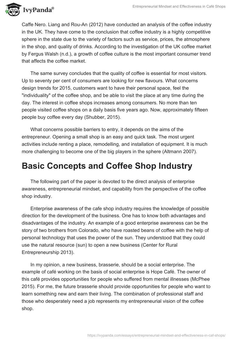 Entrepreneurial Mindset and Effectiveness in Café Shops. Page 3