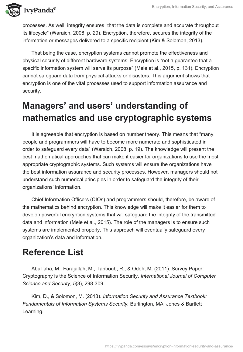 Encryption, Information Security, and Assurance. Page 3