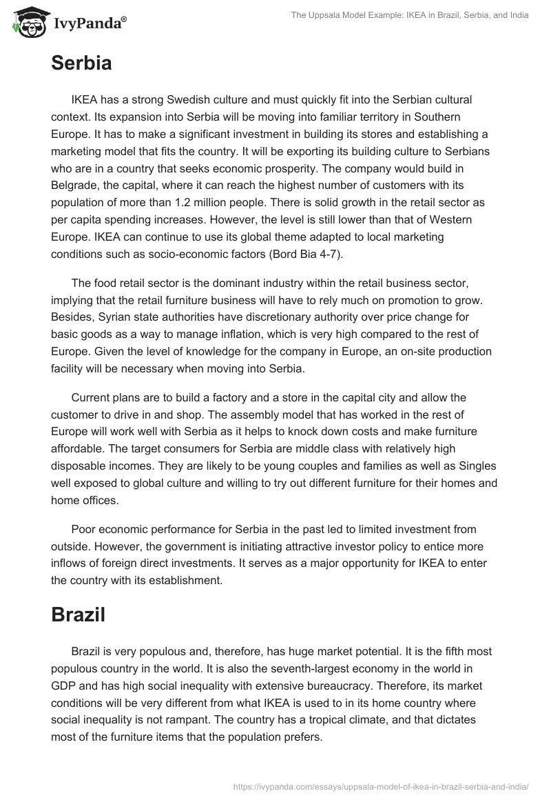 The Uppsala Model Example: IKEA in Brazil, Serbia, and India. Page 2