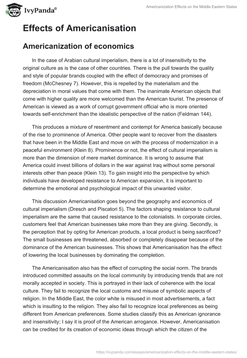 Americanization Effects on the Middle Eastern States. Page 4