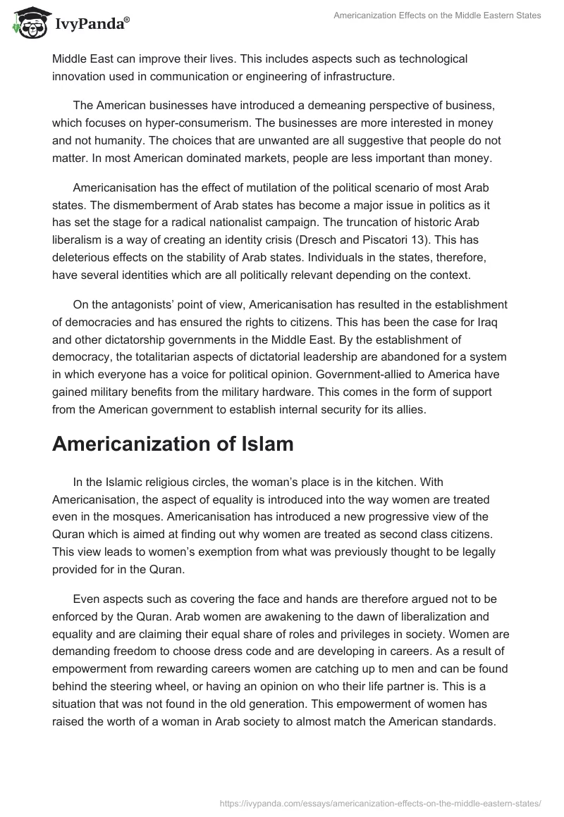Americanization Effects on the Middle Eastern States. Page 5