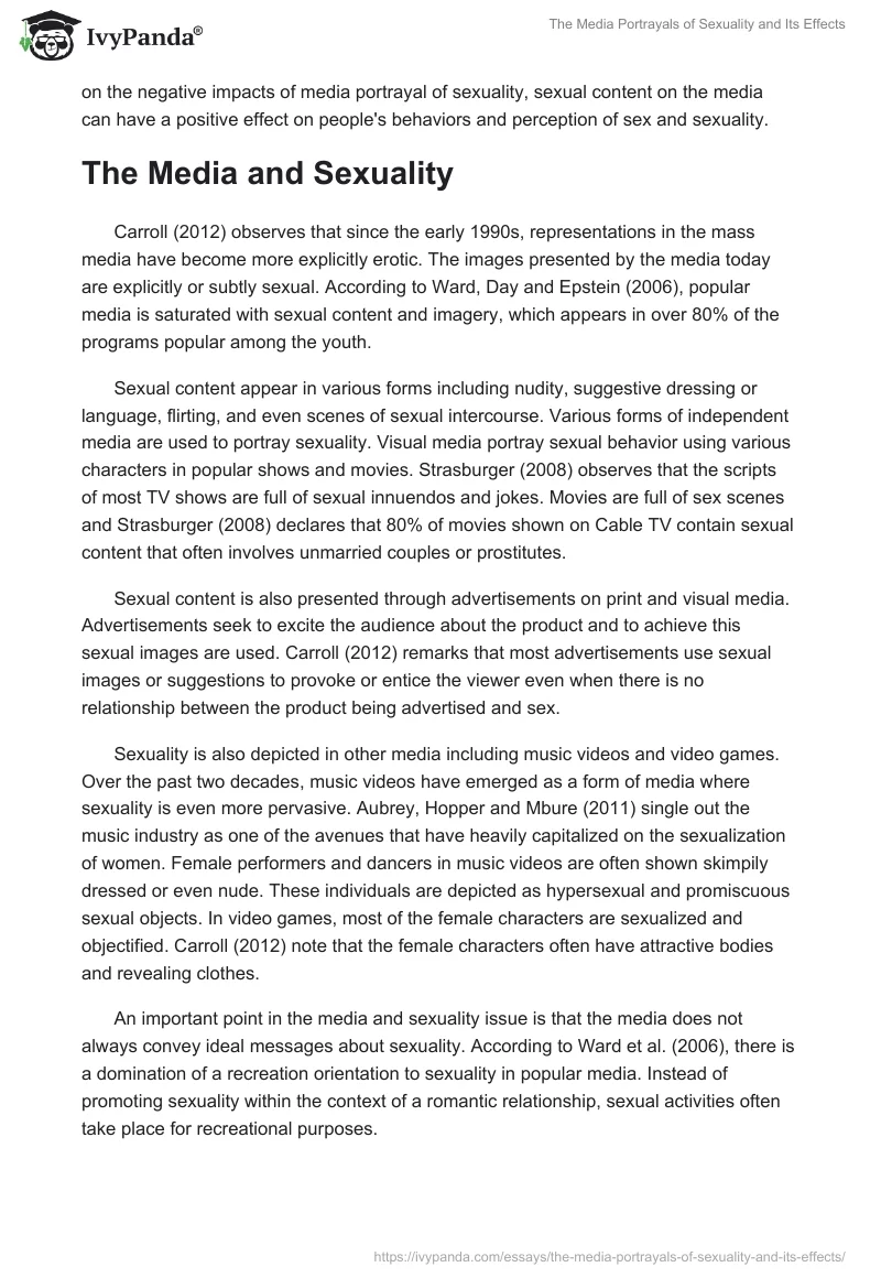 The Media Portrayals of Sexuality and Its Effects. Page 2