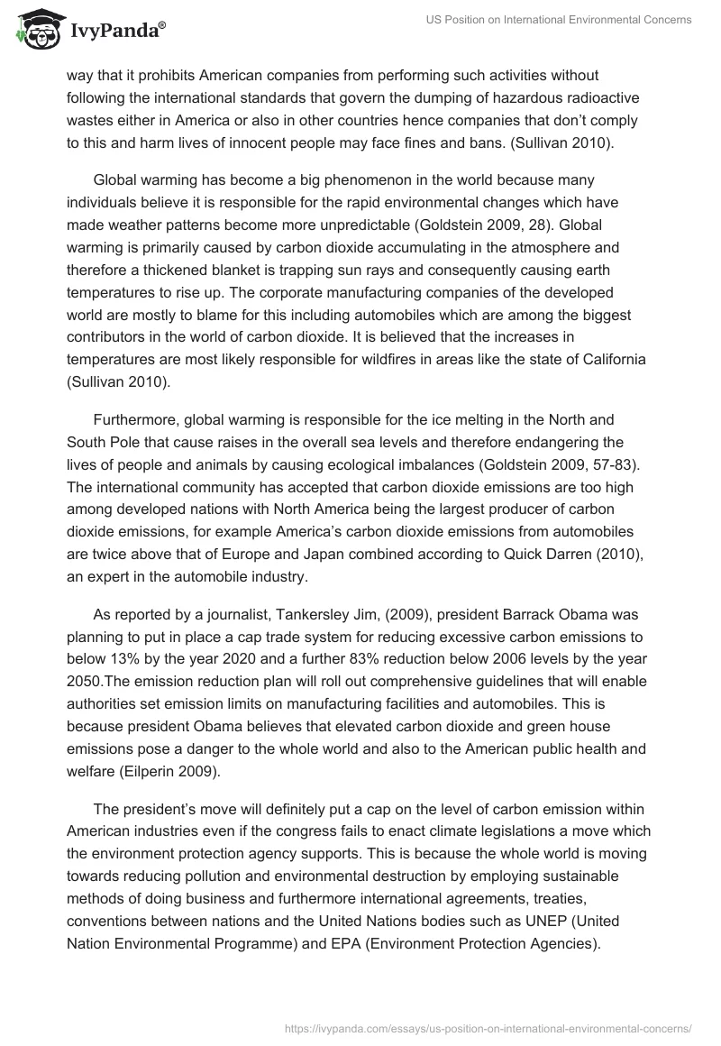 US Position on International Environmental Concerns. Page 3