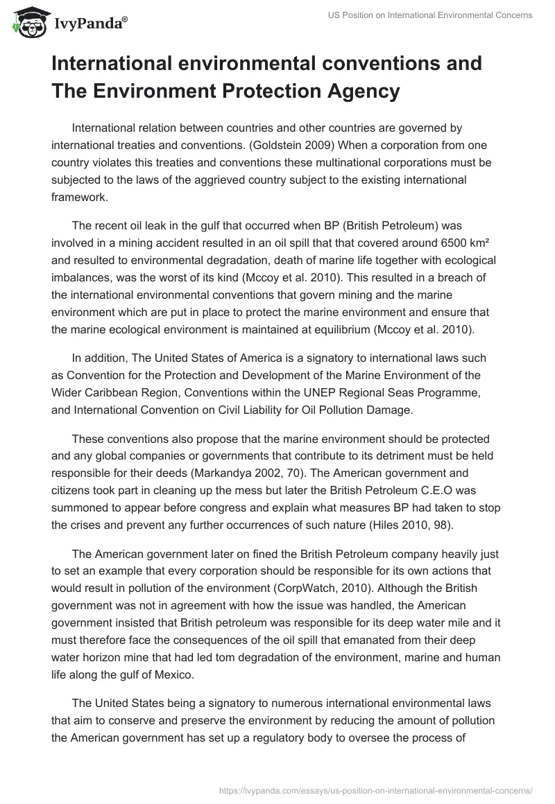 US Position on International Environmental Concerns. Page 4